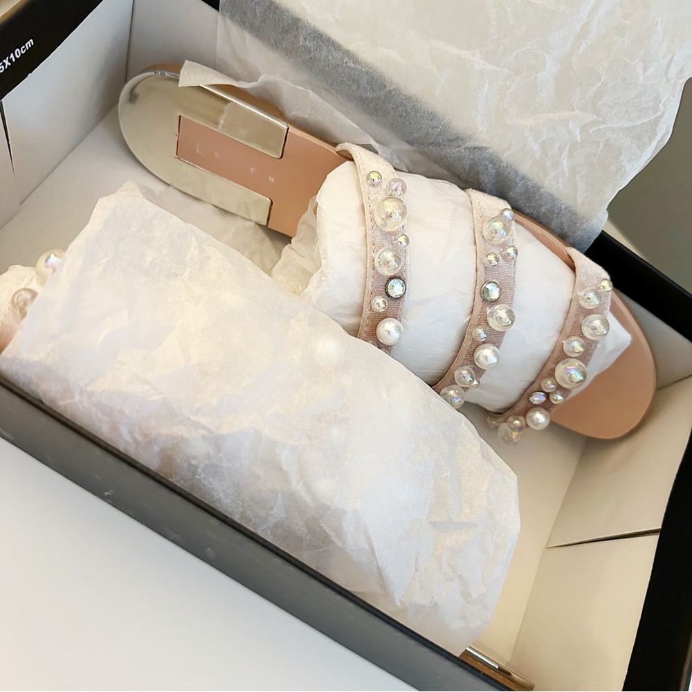 Leith Pearl Embellished Nude Strappy Sandals - Picture 5 of 5